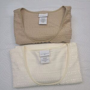 2 X 1 Jaclyn Smith women's short-sleeve top beige and  tan with a textured knit